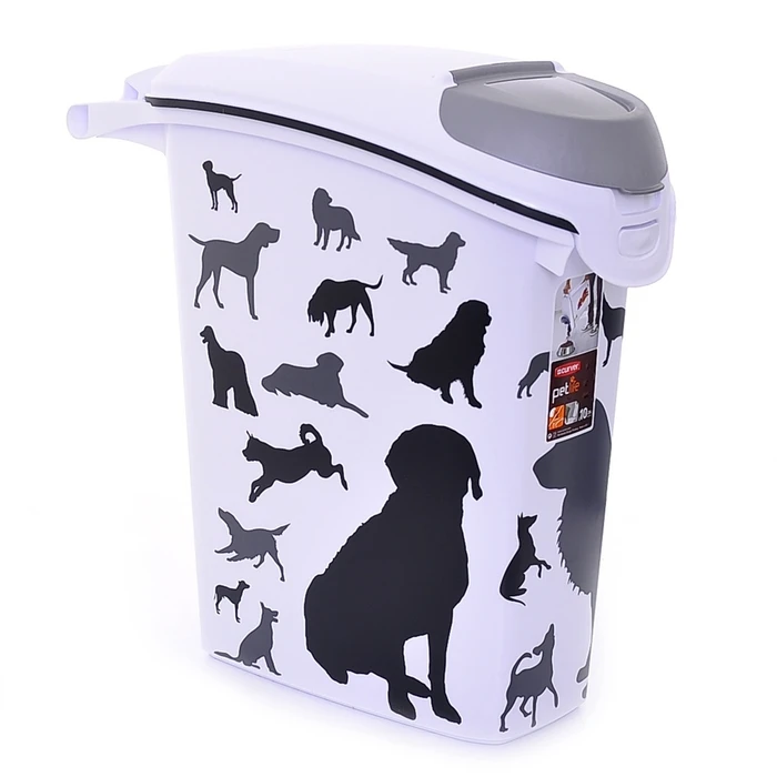 Контейнер для корма Curver PetLife  "Собаки"  черно-белый, на10кг/23л, 23*50*50см 18597