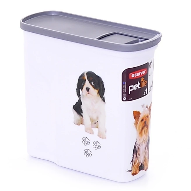Контейнер для корма Curver PetLife  "Собачье счастье"  черно-белый, на 1кг/2л, 20*9*19см 10732