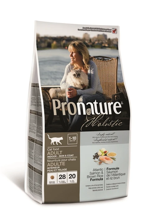 Сухой корм PRONATURE HOLISTIC Adult Cat Salmon and Brown rice для здоровья кожи и шерсти взрослых кошек "Атлантический лосось и коричневый рисом" 102.2029