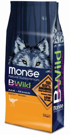Сухой корм MONGE Bwild Dog Ostrich для взрослых собак всех пород с мясом страуса 70011822