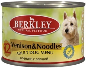 Консервы BERKLEY для собак с олениной и лапшой №12 75018