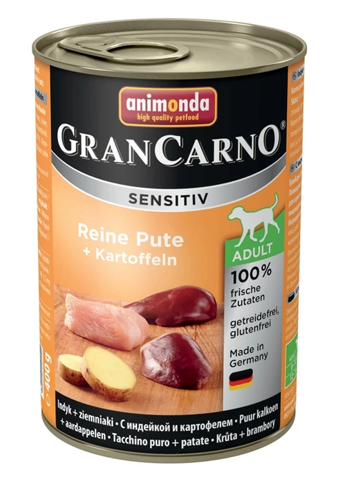 Консервы ANIMONDA GranCarno Sensitiv для чувствительных собак c индейкой и картофелем 82407