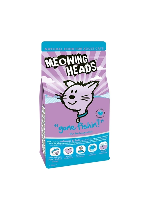 Сухой корм BARKING (MEOWING) HEADS для взрослых кошек с лососем рыбой курицей и яйцом "Удачная рыбалка" 20739