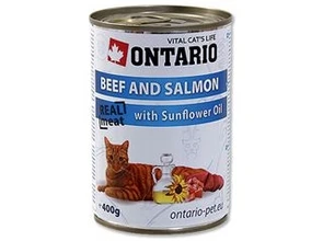 Консервы ONTARIO для взрослых кошек с говядиной и лососем 20783