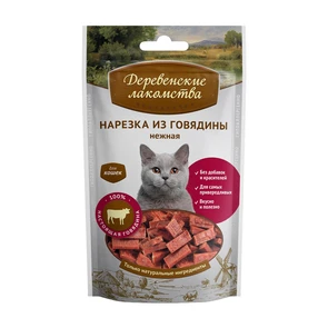 Деревенские лакомства нарезка из говядины для кошек