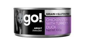 Консервы беззерновые GO! NATURAL для взрослых кошек с уткой, курицей и индейкой (Grain Free Chicken Stew with Turkey + Duck CF)