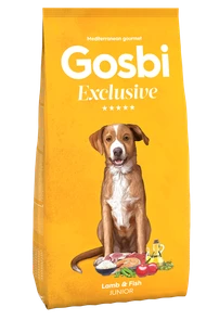 Низкозерновой cухой корм GOSBI Exclusive для юниоров средних и крупных пород с 4 месяцев с янгенком и рыбой 9685