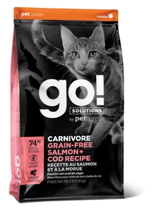 Беззерновой сухой корм GO! NATURAL Holistic для котят и кошек с Лососем и Треской (GO! CARNIVORE GF Salmon + Cod Recipe for Cats) 42/16