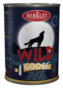Консервы BERKLEY WILD GOOSE № 1 для щенков и собак Гусь с цукини яблоками и лесными ягодами 75080