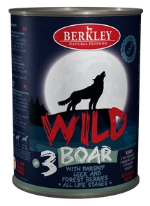 Консервы BERKLEY WILD Boar № 3 для щенков и собак Кабан с пастернаком, сладким луком и лесными ягодами 75082