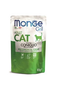 Пауч MONGE CAT GRILL для взрослых кошек Итальянский кролик 70013611