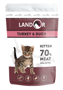 Пауч Landor для котят с индейкой и уткой Kitten Turkey and Duck