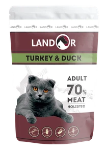 Пауч Landor для взрослых кошек с индейкой и уткой Adult Cat Turkey and Duck