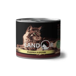Консервы Landor для взрослых кошек с индейкой и кроликом Adult Cat Turkey and Rabbit