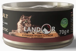 Консервы LANDOR для кошек куриная грудка с уткой в бульоне Cat Chicken with Duck in Broth 8852818