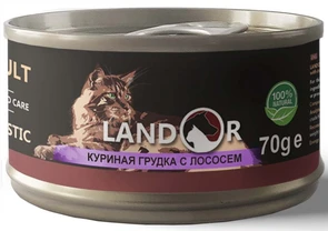 Консервы LANDOR для кошек куриная грудка с лососем в бульоне Cat Chicken with Salmon in Broth 8852825