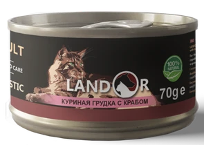 Консервы LANDOR для кошек куриная грудка с крабом в бульоне Cat Chicken with Crab in Broth 8852832