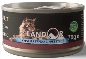Консервы LANDOR для кошек куриная грудка с креветками в бульоне Cat Chicken with Shrimps in Broth 8852849