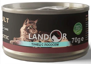 Консервы LANDOR для кошек тунец с лососем в бульоне Cat Tuna with Salmon in Broth 8852887