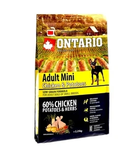 {{photo.Alt || photo.Description || 'Сухой корм ONTARIO для взрослых собак малых пород с курицей и картофелем'}}
