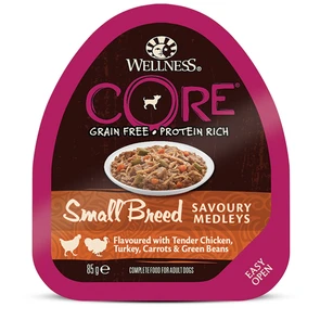 {{photo.Alt || photo.Description || 'Консервы беззерновые Wellness Core для собак с курицей, индейкой и овощами Small Breed Savoury Medleys Chicken, Turkey Carrots and Green Beans'}}