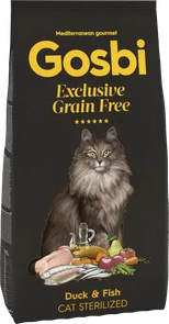 Беззерновой сухой корм GOSBI Exclusive GF для стерилизованных кошек с уткой и рыбой (Grain Free Cat Sterilized Duck/Fish)