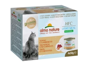 Консервы ALMO NATURE низкокалорийные для взрослых кошек тунец с креветками набор 4 шт. по 50 гр. Natural Light Meal - Tuna and Shrimp