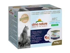 Консервы ALMO NATURE низкокалорийные для взрослых кошек тунец с курицей и ветчиной набор 4 шт. по 50 гр. Natural Light Meal - Tuna with Chicken and Ham