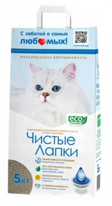 Комкующийся наполнитель Чистые Лапки Глина (Clean Paws)