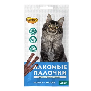 {{photo.Alt || photo.Description || 'Лакомство для кошек Мнямс лакомые палочки 13,5 см с лососем и форелью'}}