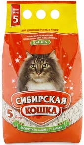 Впитывающий наполнитель Сибирская кошка Экстра для длинношерстных кошек