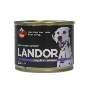 {{photo.Alt || photo.Description || 'Консервы LANDOR для собак с индейкой и черникой'}}
