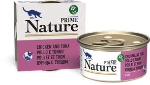 Консервы PRIME NATURE для взрослых кошек с курицей и тунцом в бульоне