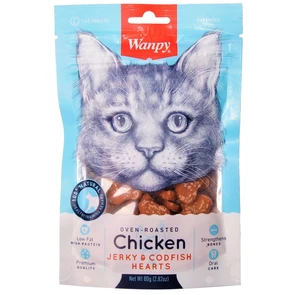 {{photo.Alt || photo.Description || 'Лакомство для кошек WANPY CAT "сердечки" из курицы с треской Chicken Jerky/Codfish Hearts for Cat'}}