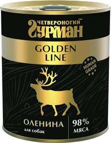 Консервы для собак Четвероногий гурман натуральная оленина в желе Golden Line 340 гр