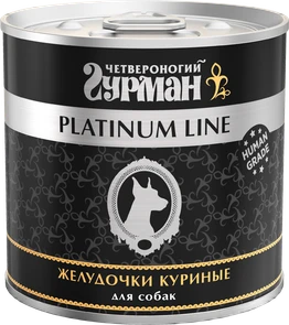 Консервы для собак Четвероногий гурман Желудочки куриные в желе Platinum Line