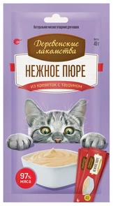 Деревенские лакомства - Десерт для кошек Нежное пюре из креветок с таурином