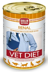 Консервы Solid Natura VET Renal диета для кошек всех пород и возрастов с курицей для поддержания функции почек при хронической почечной недостаточности 146308