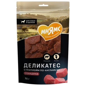 {{photo.Alt || photo.Description || 'Лакомство для собак Мнямс с говядиной "Стриплойн по-английски"'}}