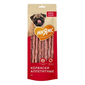 {{photo.Alt || photo.Description || 'Лакомство для собак Мнямс Колбаски аппетитные из курицы и говядины'}}