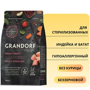 {{photo.Alt || photo.Description || 'Беззерновой cухой корм GRANDORF FRESH для стерилизованных кошек с индейкой и бататом CAT STERILISED Turkey&amp;Sweet Potato'}}