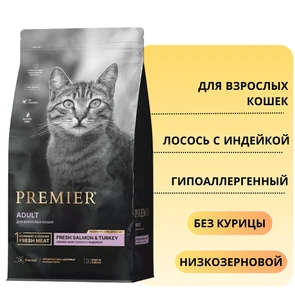 {{photo.Alt || photo.Description || 'Низкозерновой сухой корм PREMIER для взрослых кошек с лососем, индейкой Salmon and Turkey Adult Cat'}}