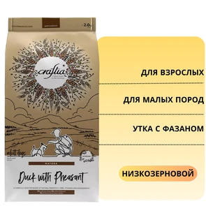 {{photo.Alt || photo.Description || 'Сухой корм CRAFTIA NATURA для взрослых собак миниатюрных и мелких пород из утки с фазаном (DUCK WITH PHEASANT ADULT DOG TOY &amp; SMALL BREED)'}}