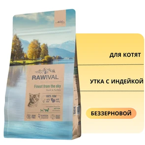 {{photo.Alt || photo.Description || 'Беззерновой сухой корм RAWIVAL для котят из утки и индейки Finest from the Sky Kitten Duck &amp; Turkey'}}