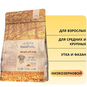 {{photo.Alt || photo.Description || 'Сухой корм RAWIVAL для взрослых собак средних и крупных пород из утки с фазаном Wild Gifts with Wings Duck with Pheasant ADULT DOG MEDIUM &amp; LARGE BREED'}}