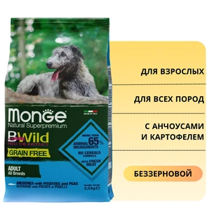 {{photo.Alt || photo.Description || 'Беззерновой сухой корм MONGE Grain Free Adult Dog Anchovy/Potatoes для взрослых всех пород с анчоусами и картофелем'}}