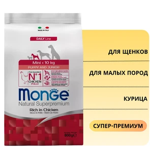 {{photo.Alt || photo.Description || 'Сухой корм MONGE Daily Line для щенков мелких пород с курицей Mini Puppy Chicken'}}