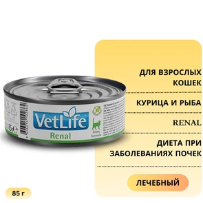 {{photo.Alt || photo.Description || 'Консервы FARMINA VETLIFE NATURAL DIET CAT RENAL для взрослых кошек с курицей и рыбой диета при заболеваниях почек'}}