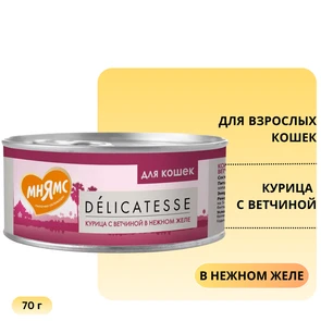 Консервы Мнямс для кошек Курица с ветчиной в нежном желе 700903/7176076