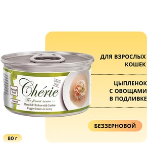{{photo.Alt || photo.Description || 'Консервы PETTRIC Cherie для кошек цыпленок с овощами в подливке Shredded Chicken with Garden Veggies Entrées in Gravy'}}